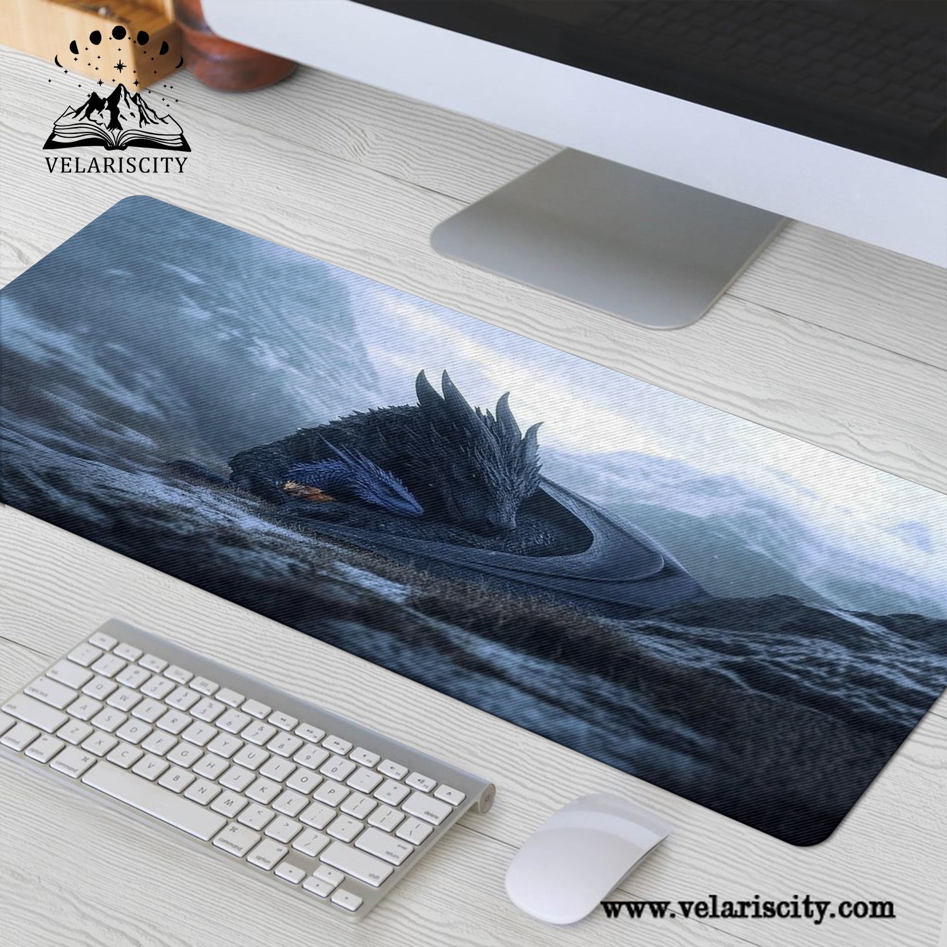 Fourth Wing Tairn Dragon Desk Mat, Fantasy Gaming Mouse Pad, Bookish Desk Decor for Readers DMVLR33
