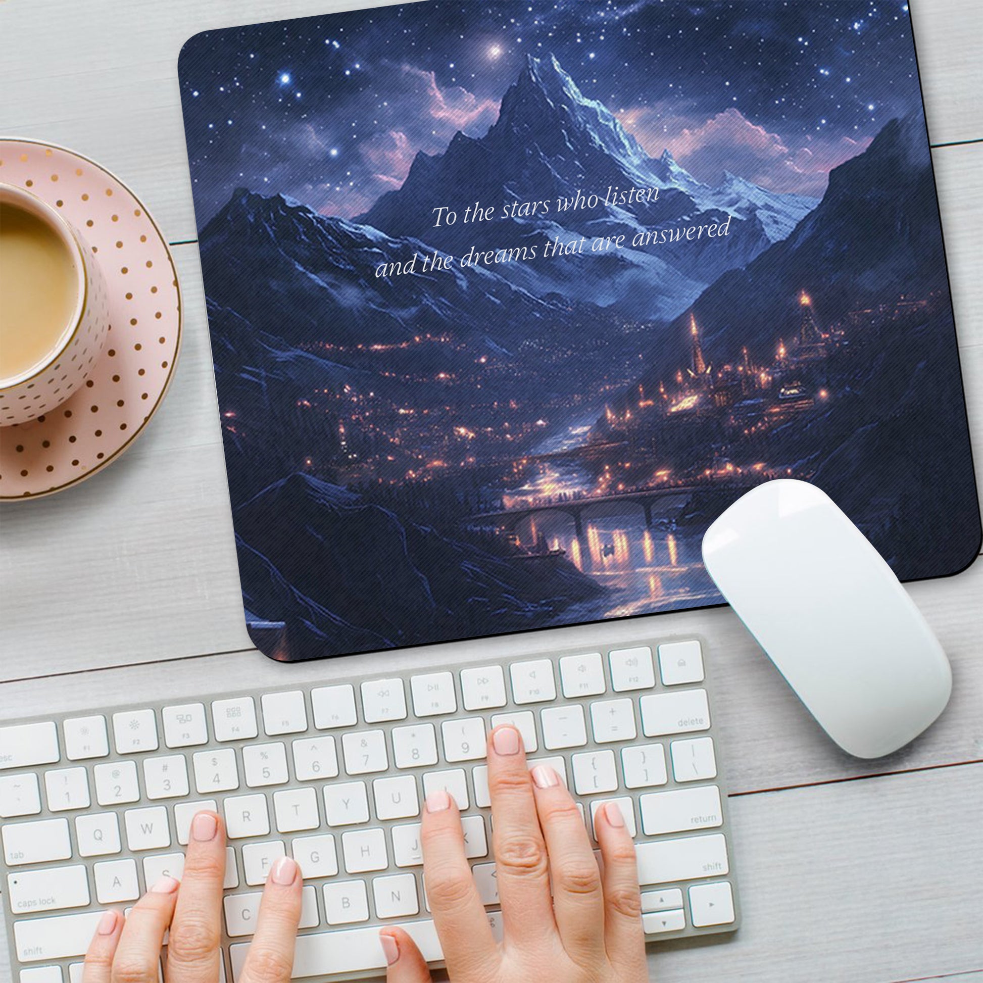 ACOTAR Desk Mat, To the Stars Who Listen Quote, Velaris Night Court Mouse Pad DMVLR37