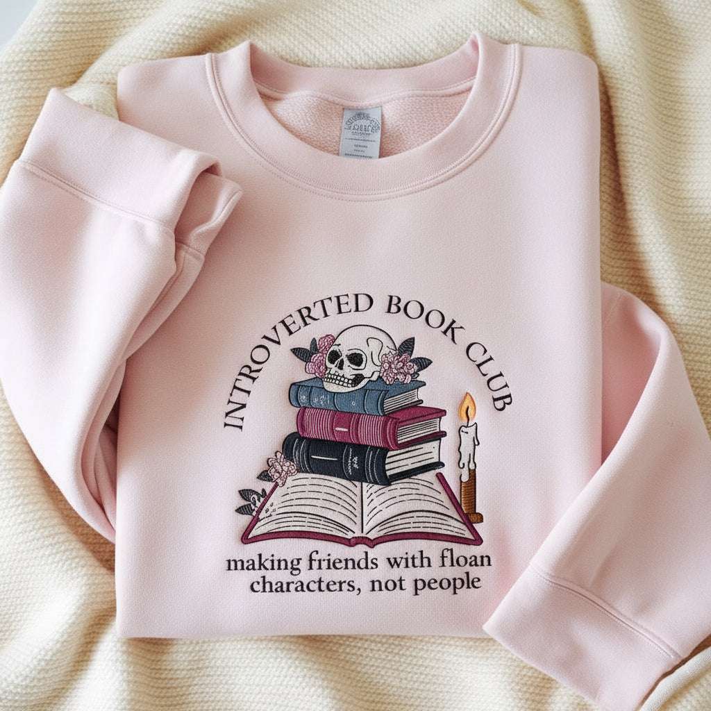Embroidered Introverted Book Club Sweatshirt, Anti Social Book Club Shirt, Bookworm Shirt, Bookish Shirt, Book Lover Gift, Book Reader Shirt