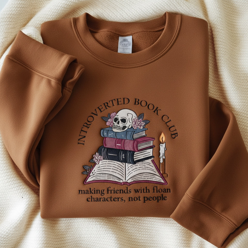 Embroidered Introverted Book Club Sweatshirt, Anti Social Book Club Shirt, Bookworm Shirt, Bookish Shirt, Book Lover Gift, Book Reader Shirt