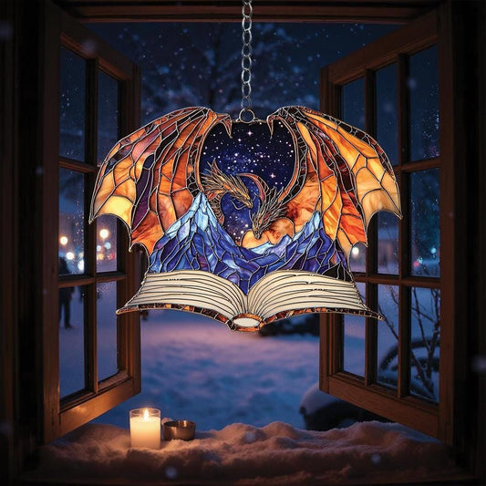 Velaris Night Court Faux Stained Glass Suncatcher, Acrylic City of Starlight Window Hanging, ACOTAR Book Lover Gift, Fantasy Bookshelf Decor SGVLR36