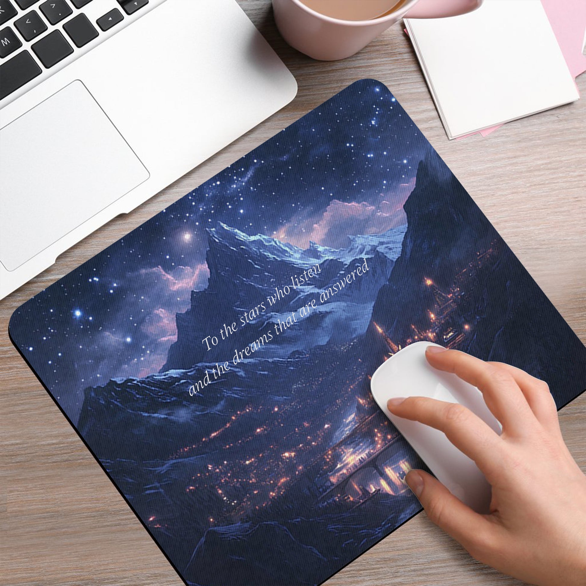 ACOTAR Desk Mat, To the Stars Who Listen Quote, Velaris Night Court Mouse Pad DMVLR37
