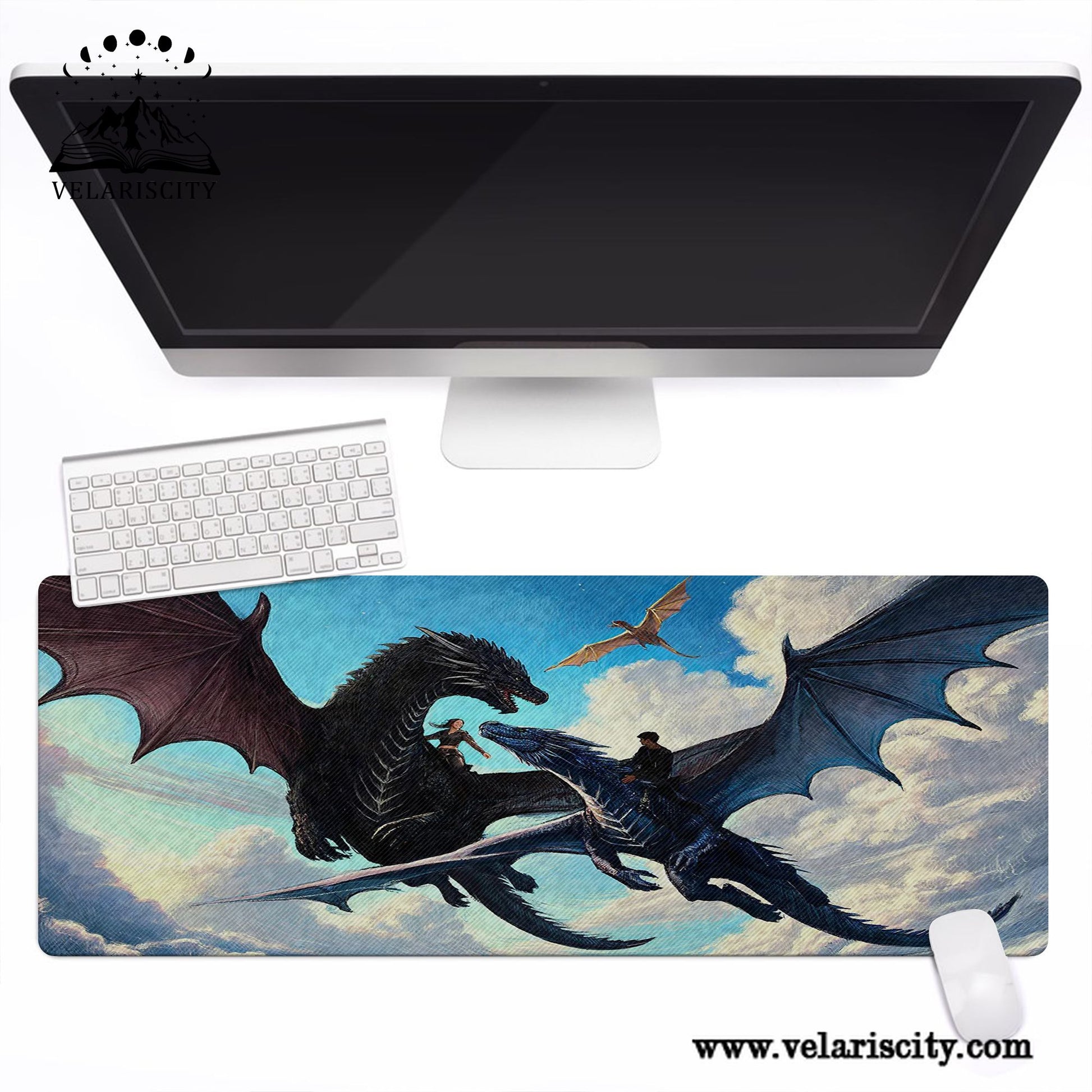 Fourth Wing Dragon Riders Desk Mat, Violet, Xaden & Tairn, Fantasy Bookish Mouse Pad, Gifts For Fan DMVLR35