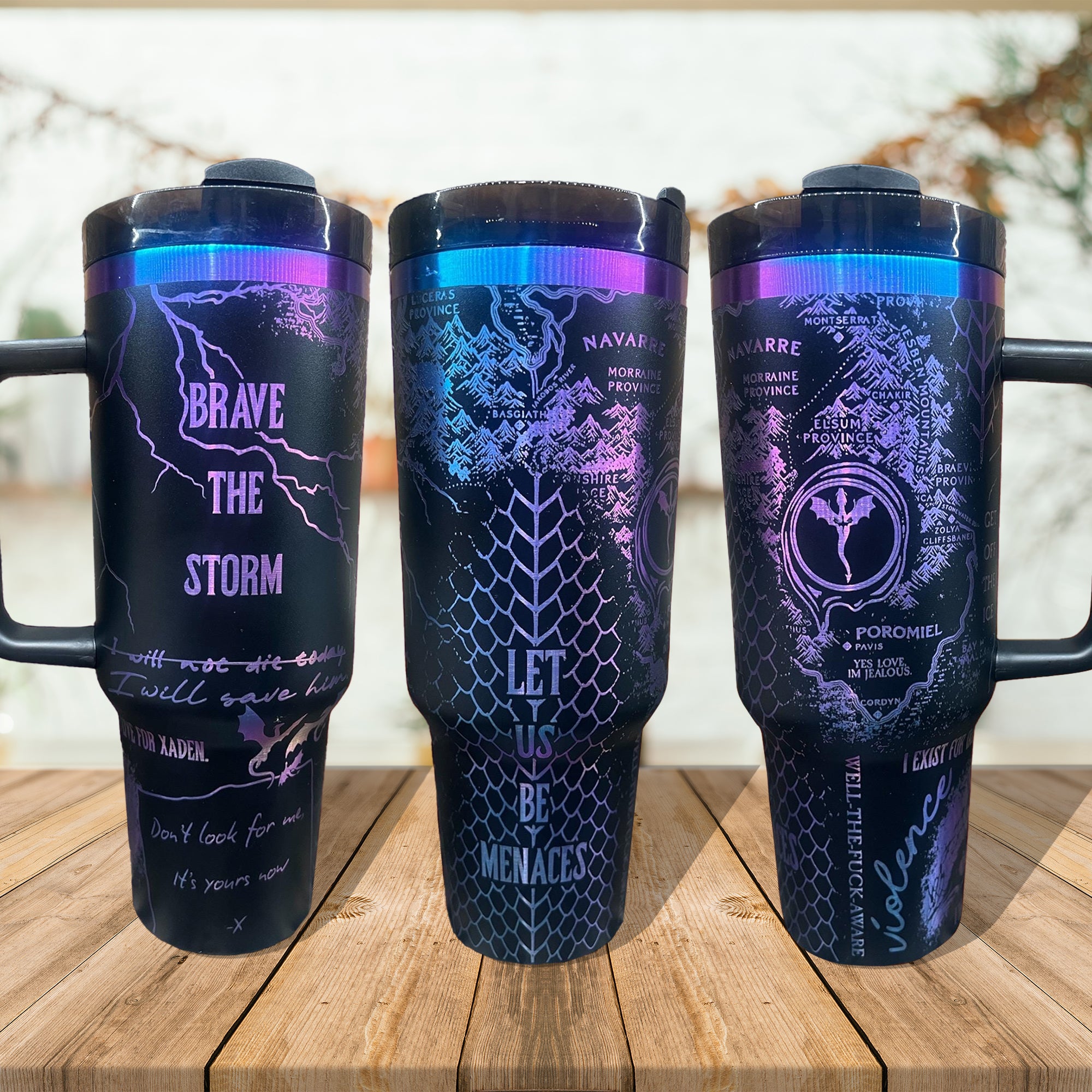 Onyx Storm Book Tumbler 30oz/40oz, Brave The Storm Tumbler, The Empyrean Tumbler. VLR41