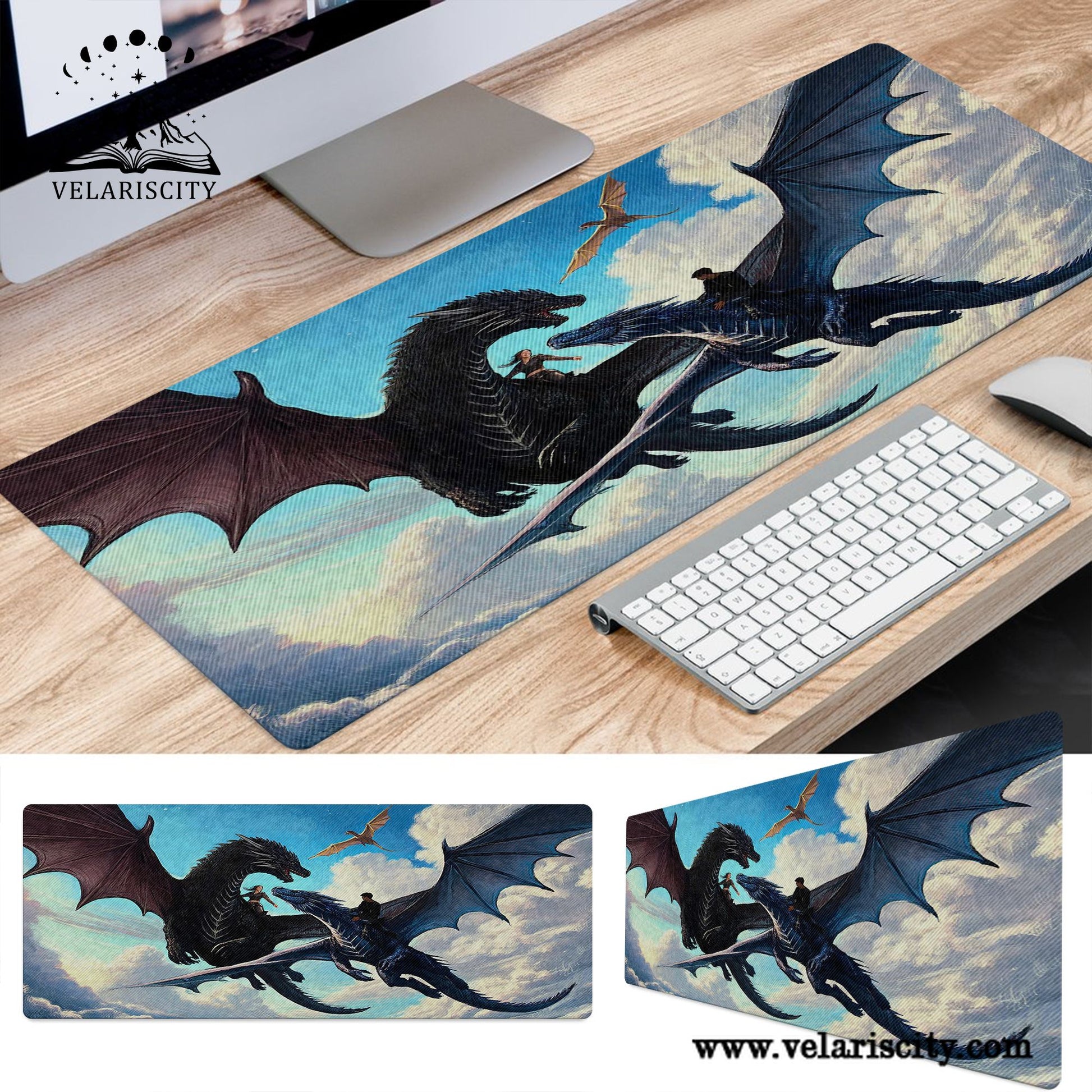 Fourth Wing Dragon Riders Desk Mat, Violet, Xaden & Tairn, Fantasy Bookish Mouse Pad, Gifts For Fan DMVLR35