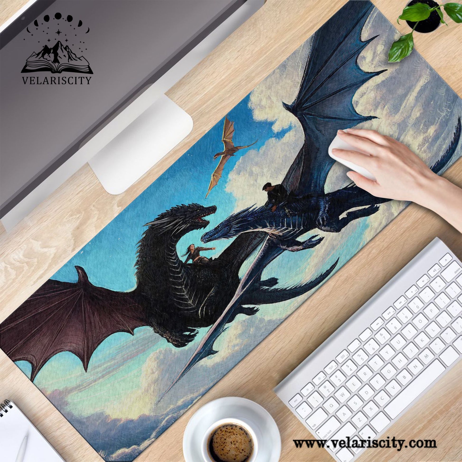 Fourth Wing Dragon Riders Desk Mat, Violet, Xaden & Tairn, Fantasy Bookish Mouse Pad, Gifts For Fan DMVLR35