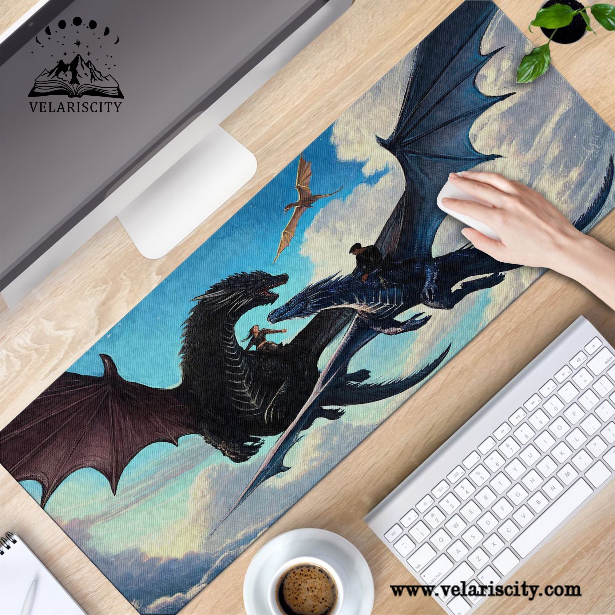 Fourth Wing Dragon Riders Desk Mat, Violet, Xaden & Tairn, Fantasy Bookish Mouse Pad, Gifts For Fan DMVLR35