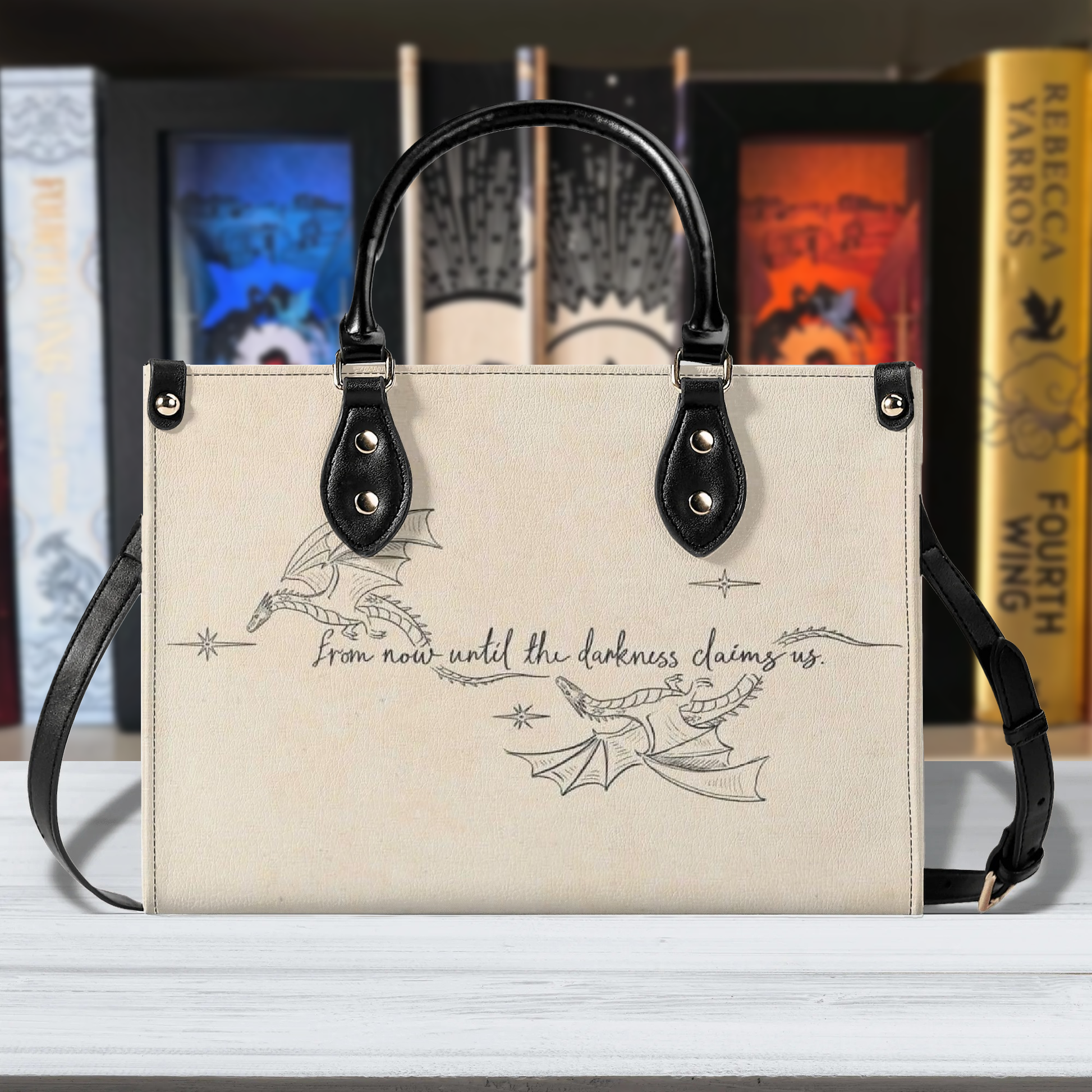 "from now until the darkness claim us" Quote Leather Bag, Throne Of Glass Inspired Bag, Personalized Leather Bag, Fantasy Leather Handbag, Perfect Gift for Women. HBVLR39