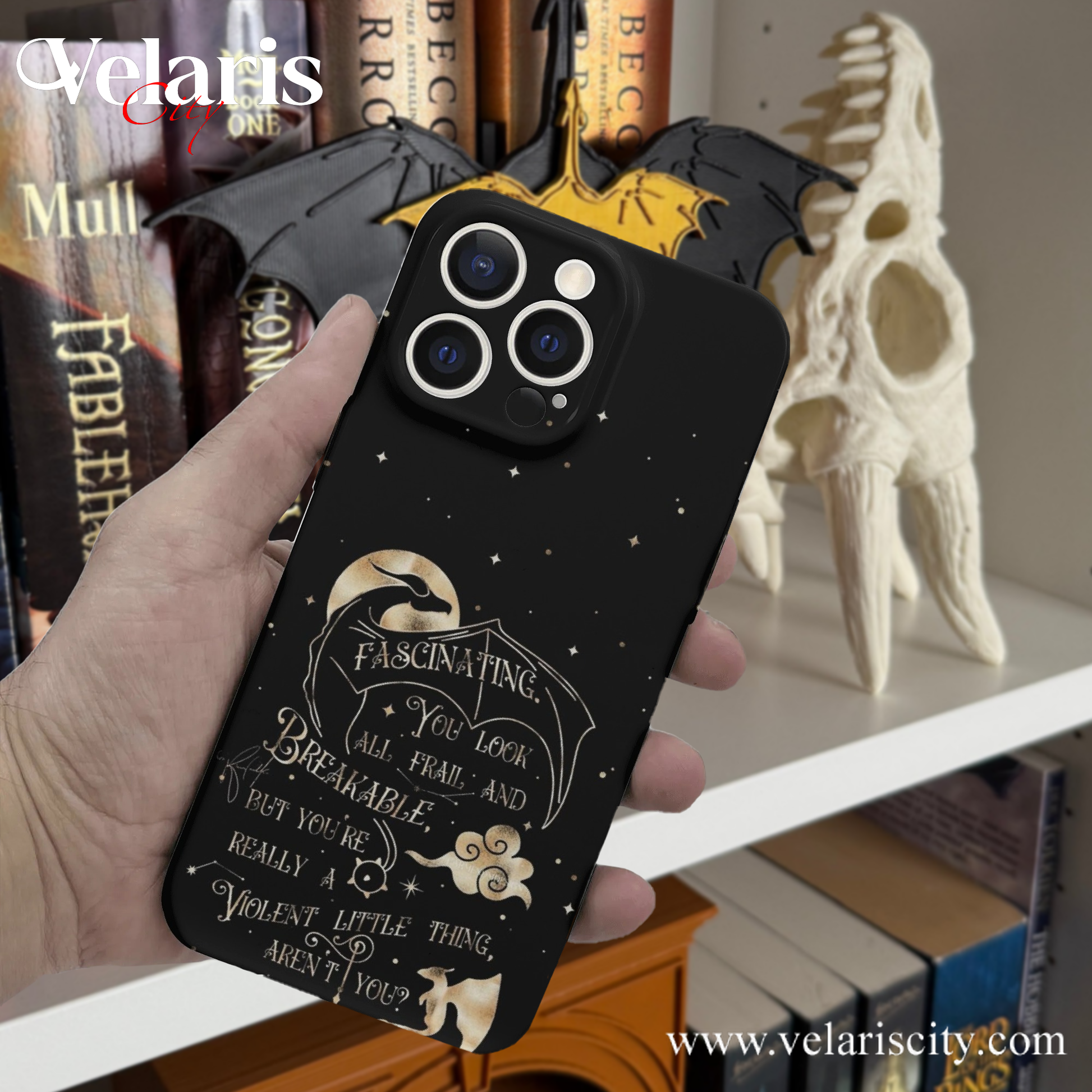 Phone Case Fourth Wing Quote Design – Fierce Dragon Fantasy Protective Cover, Fourth Wing Phone Case, Fantasy Novel iPhone Cover, Book Lover Gift  PCVLR36