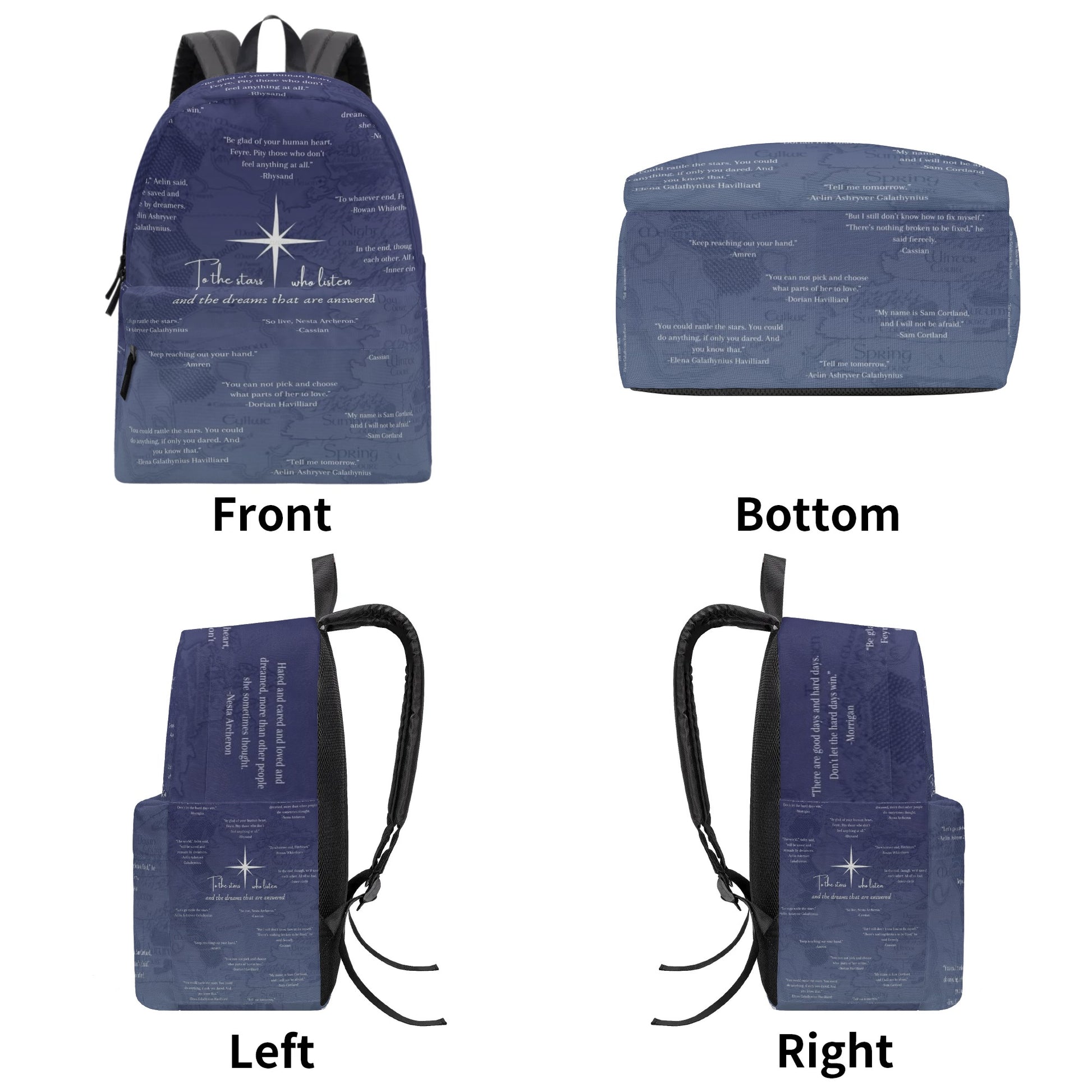 To the stars who listen and the dreams that are answered Backpack, ACOTAR Inspirational Quotes Backpack, Book Lover Gift BPVLR33