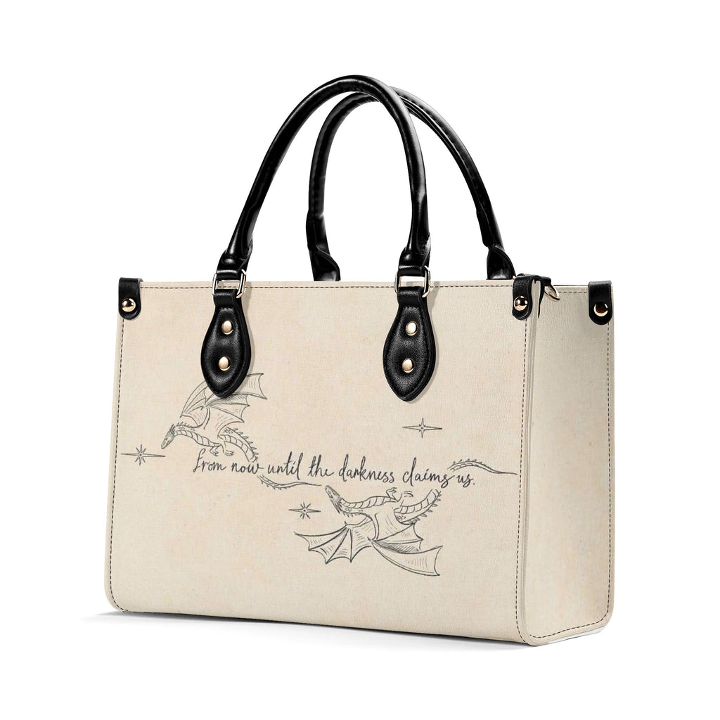 "from now until the darkness claim us" Quote Leather Bag, Throne Of Glass Inspired Bag, Personalized Leather Bag, Fantasy Leather Handbag, Perfect Gift for Women. HBVLR39