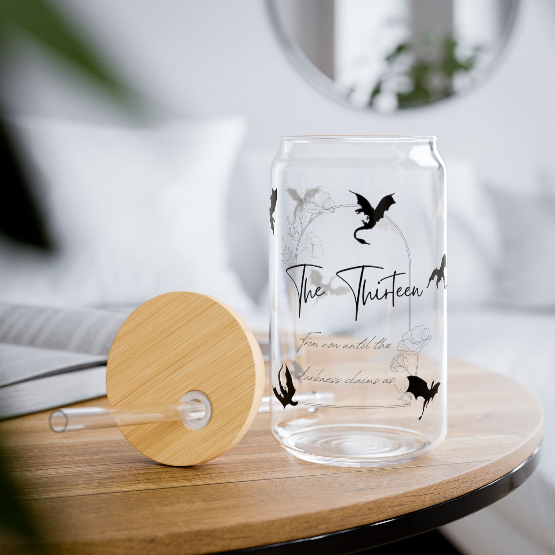 Throne of Glass The Thirteen Glass Can – Fantasy Bookish Tumbler with Bamboo Lid, Quote Cup for Sarah J. Maas Fans GLVLR35
