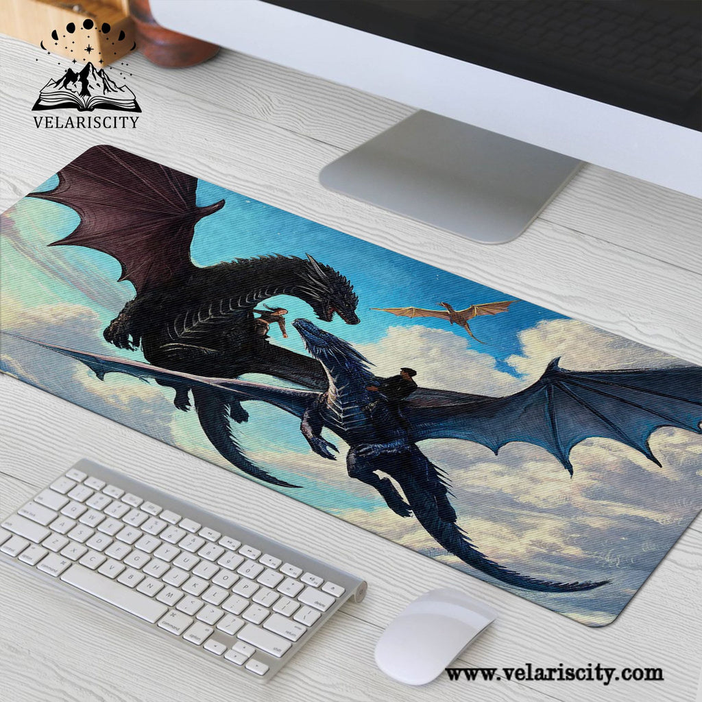 Fourth Wing Dragon Riders Desk Mat, Violet, Xaden & Tairn, Fantasy Bookish Mouse Pad, Gifts For Fan DMVLR35