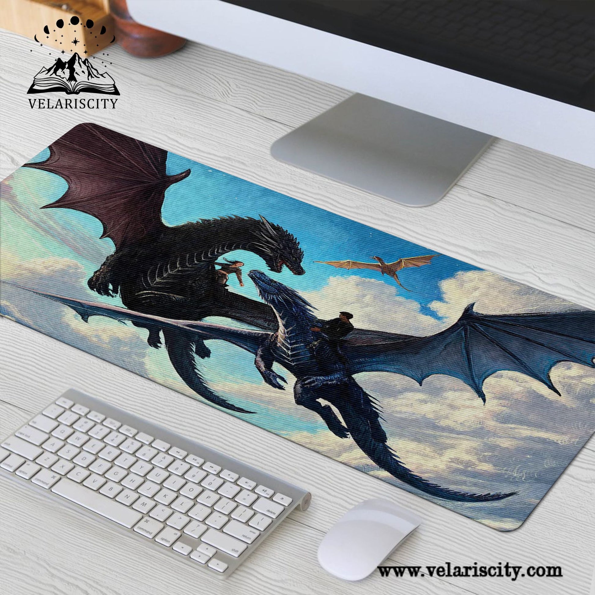 Fourth Wing Dragon Riders Desk Mat, Violet, Xaden & Tairn, Fantasy Bookish Mouse Pad, Gifts For Fan DMVLR35