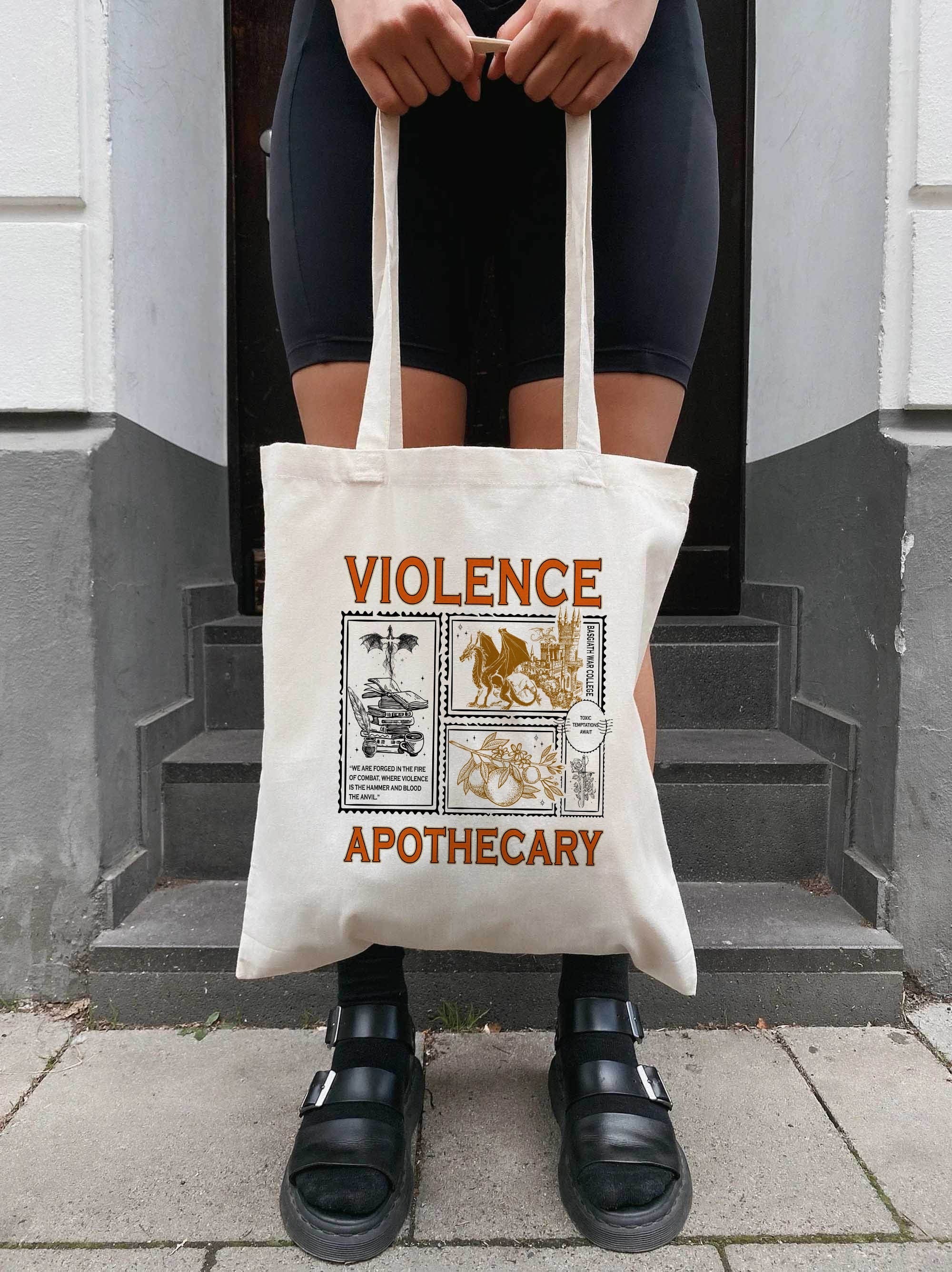 Violence Apothecary Tote Bag, Fourth Wing Bag, Basgiath War College Bag, Violet Sorrengail, Riorson House, Xaden Riorson TBVLR38