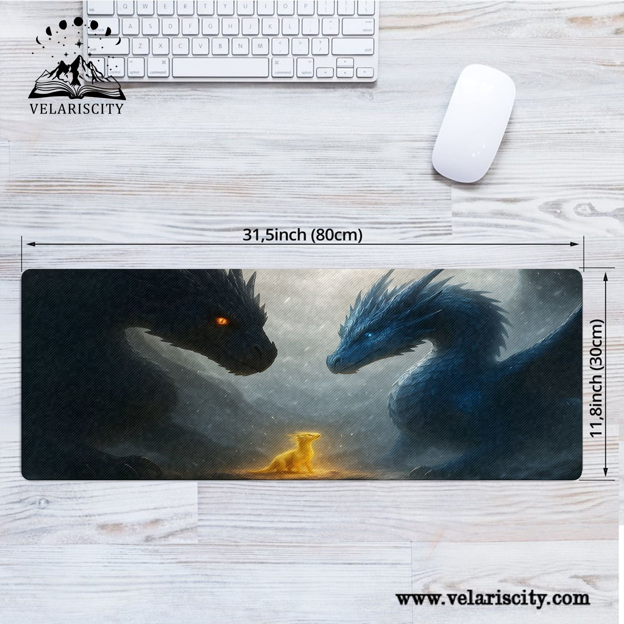 Fourth Wing Desk Mat, Tairn, Sgaeyl & Baby Dragon Andarna, Fantasy Bookish Mouse Pad, Gifts For Fan DMVLR36