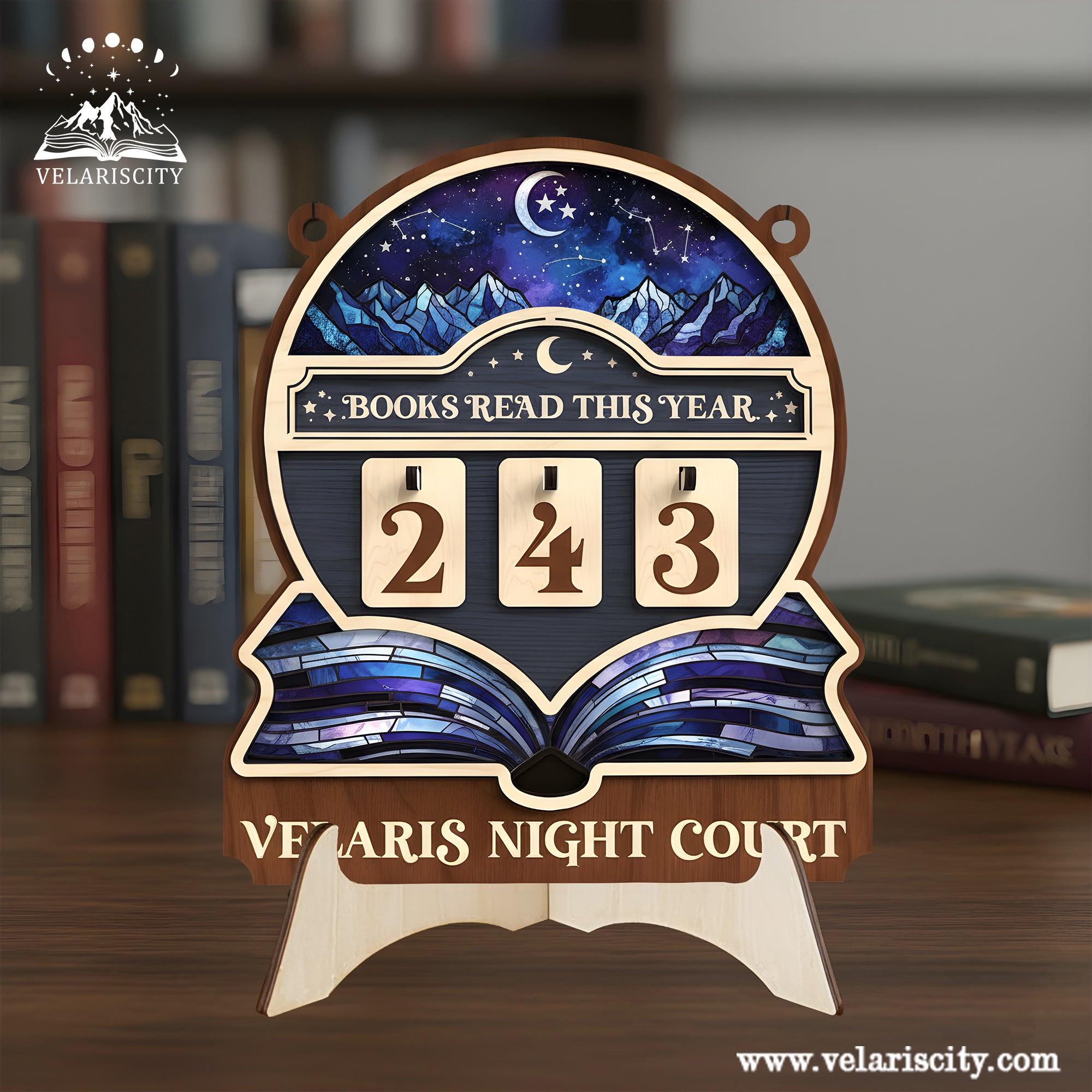 Velaris Night Court Book Tracker Sign, ACOTAR Inspired Decor, Fantasy Reading Goal Display, Bookish Gift for Readers  BTVLR35