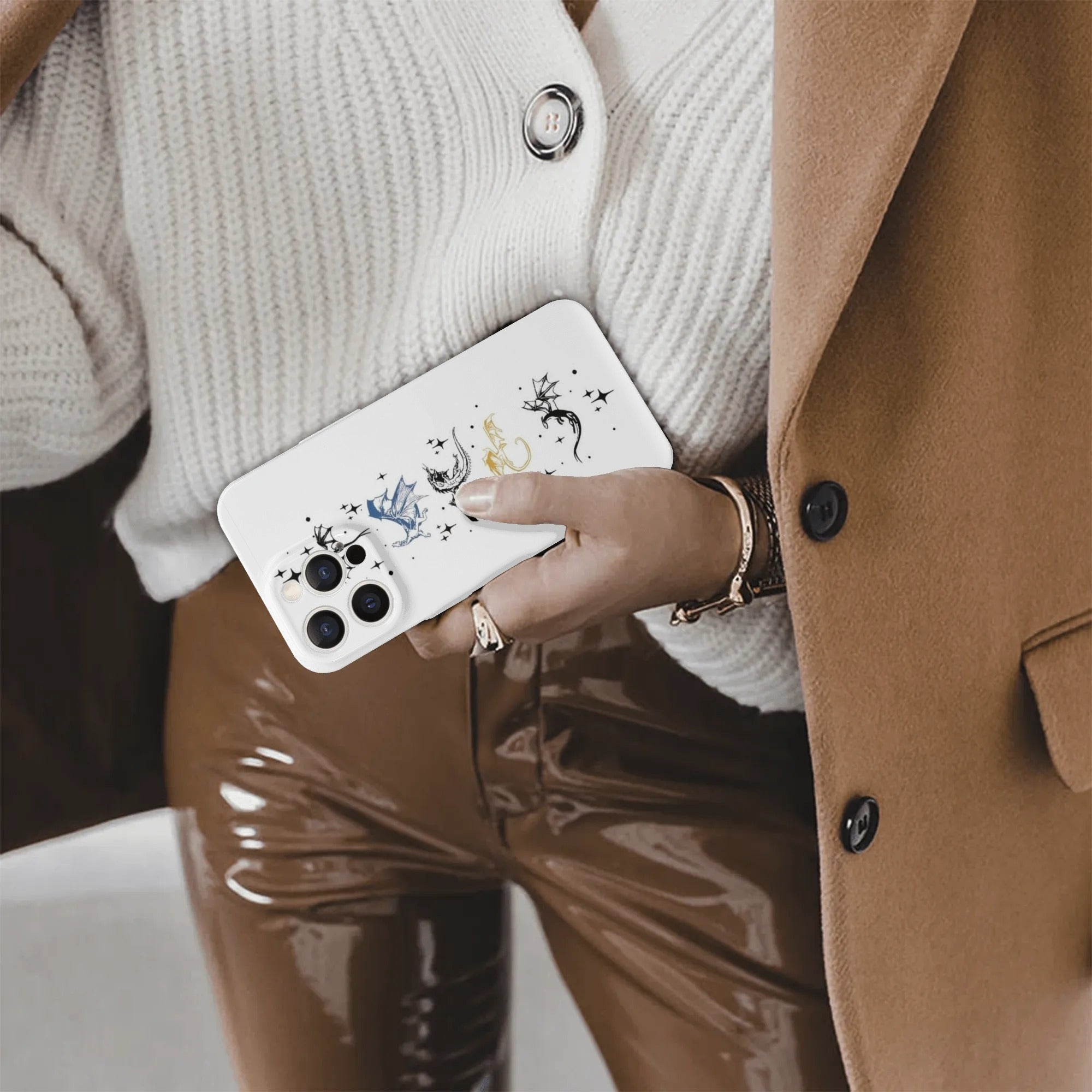 Phone Case Minimalist Dragon Line Art Inspired Fourth Wing, Fourth Wing Phone Case, Fantasy Novel iPhone Cover, Book Lover Gift  PCVLR37