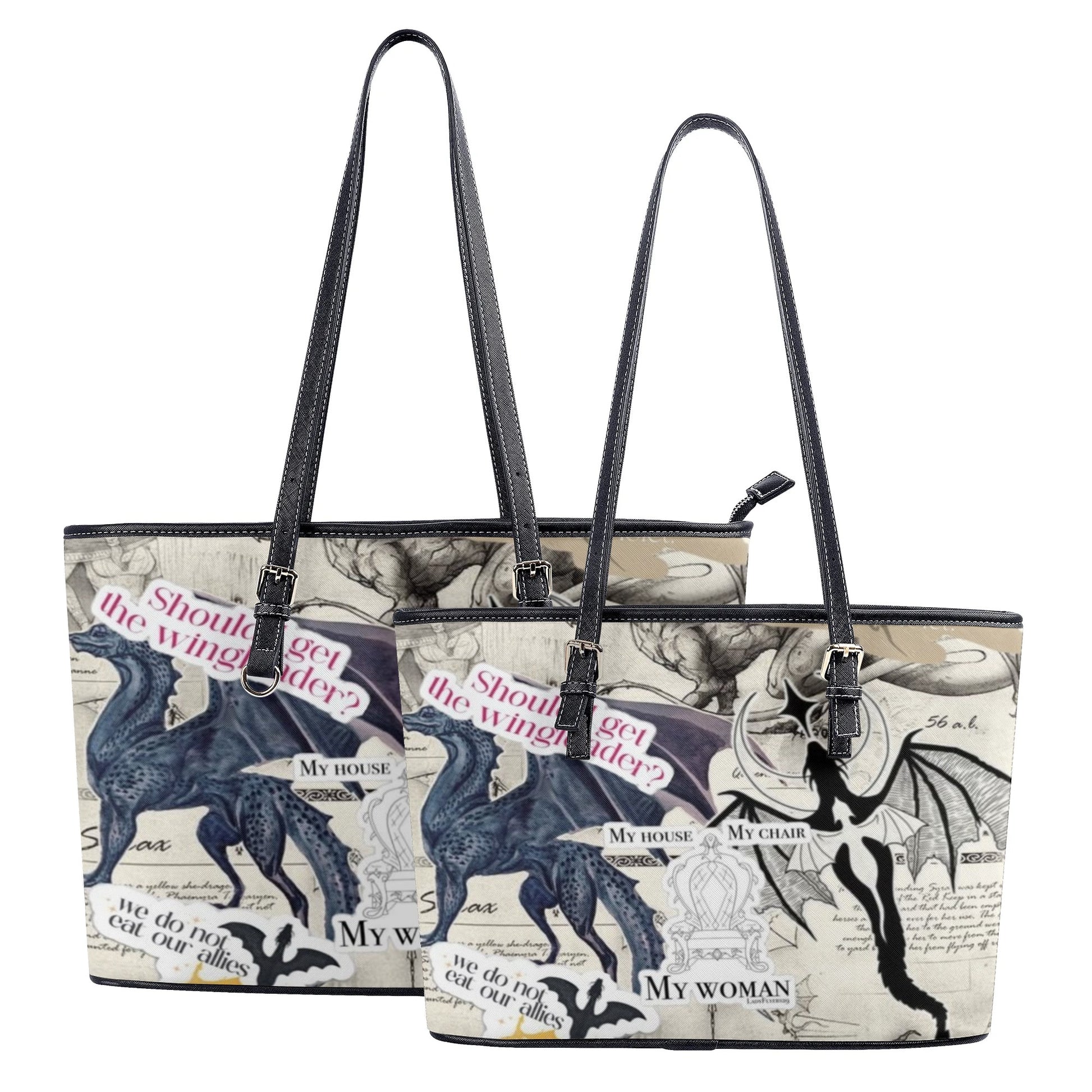 Fourth Wing Inspired Collage Leather Bag, Fourth Wing Inspired Bag, Personalized Leather Bag, Fantasy Leather Handbag, Perfect Gift for Women. HBVLR40