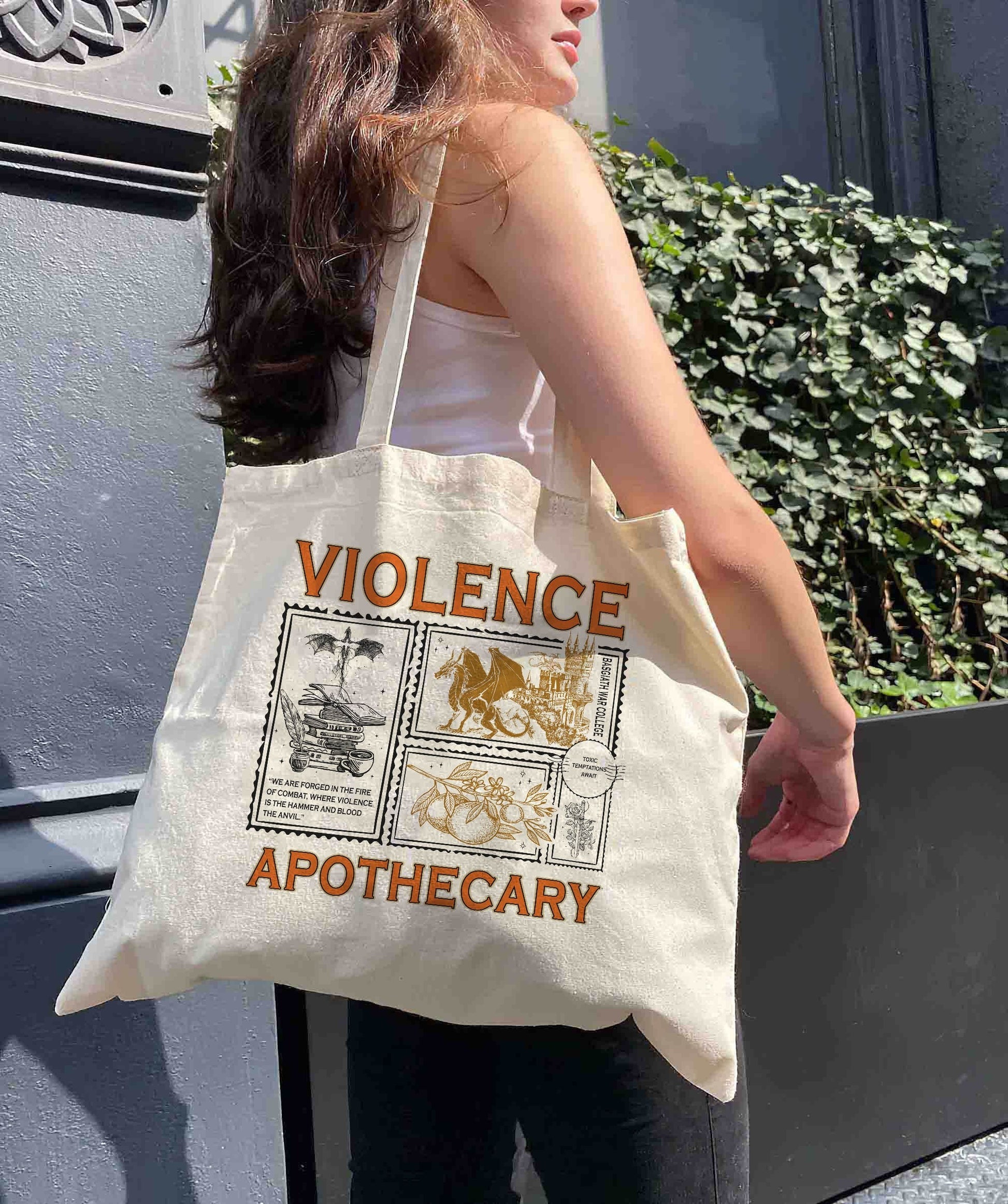 Violence Apothecary Tote Bag, Fourth Wing Bag, Basgiath War College Bag, Violet Sorrengail, Riorson House, Xaden Riorson TBVLR38