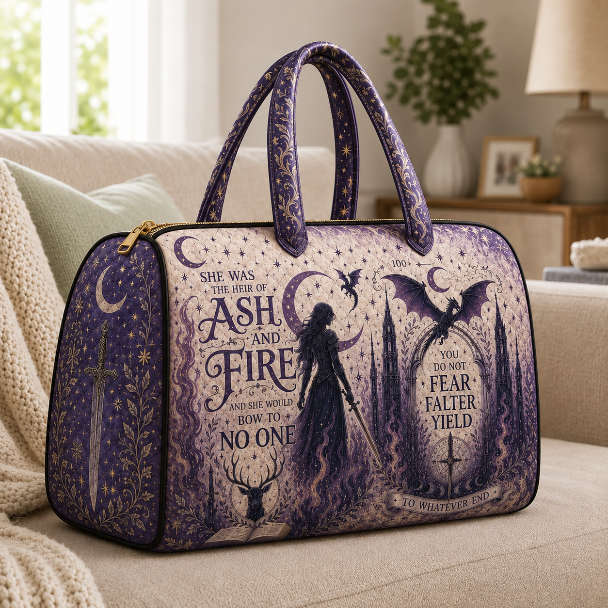 Manon Blackbeak Throne Of Glass Fandom Travel Bag, Fireheart Aelin, Kingsflame The Thirteen, Aelin Galathynius, Bookish Reading Duffle bag. QDBVLR3
