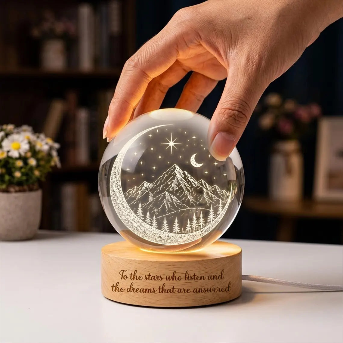 To the Stars Who Listen Crystal Ball Night Light, Night Court Inspired, Book Lover Gift, Velaris Lamp, City Starlight, Gift For Her. NLVLR6