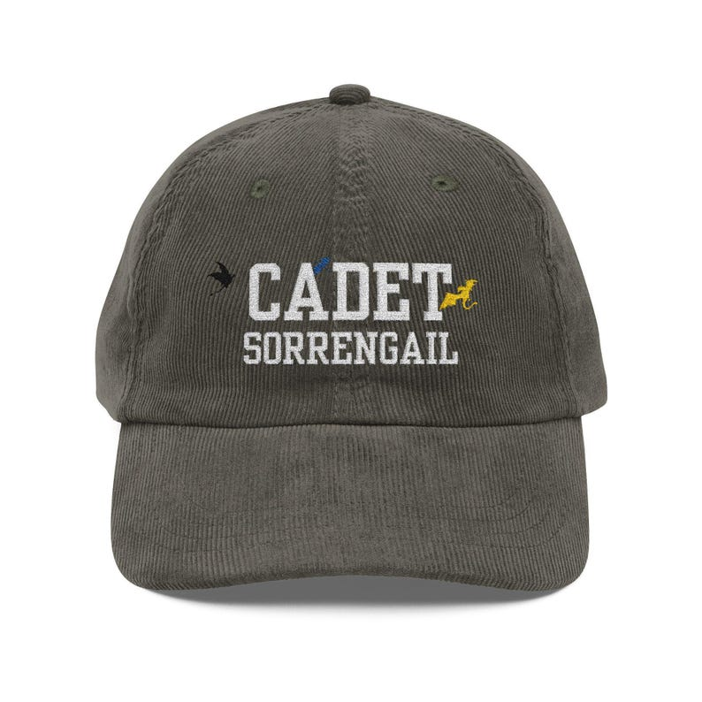 Cadet Sorrengail Corduroy Dad Hat, Fourth Wing Inspired Embroidered Cap, Dragon Rider Fantasy Bookish Gift VLRH17