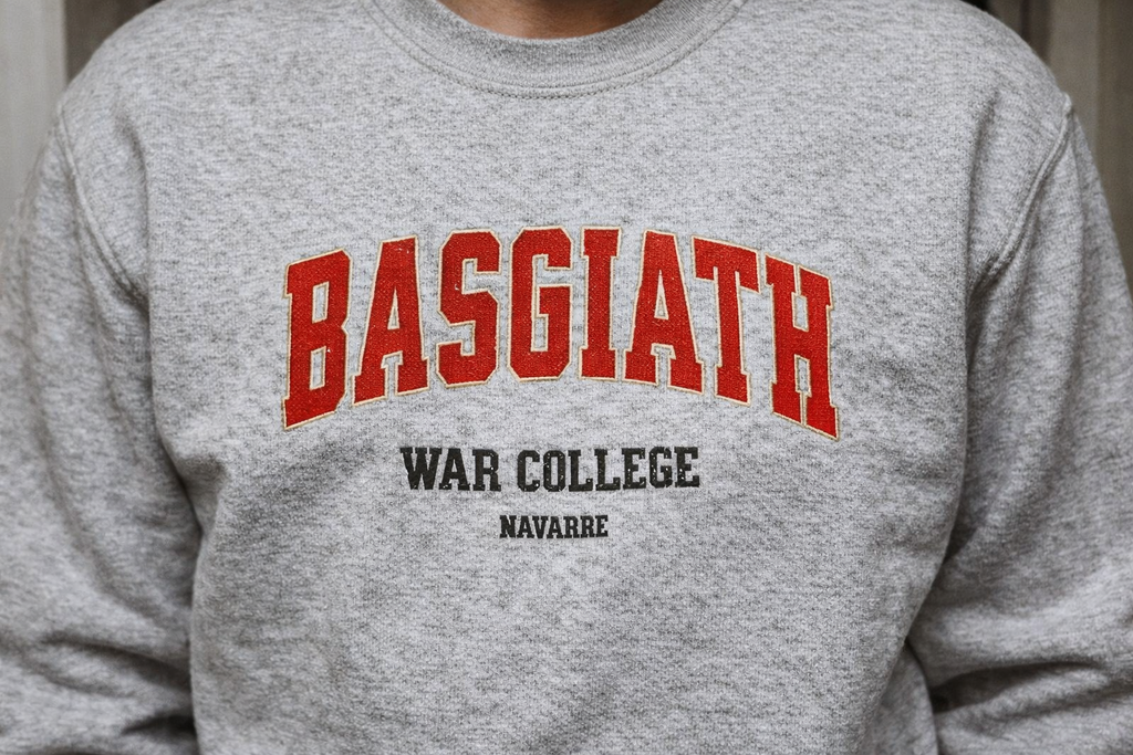 Basgiath War College Sweatshirt, Fourth Wing Inspired Varsity Crewneck, Dragon Rider Bookish Gift for Fantasy Readers VEMB67