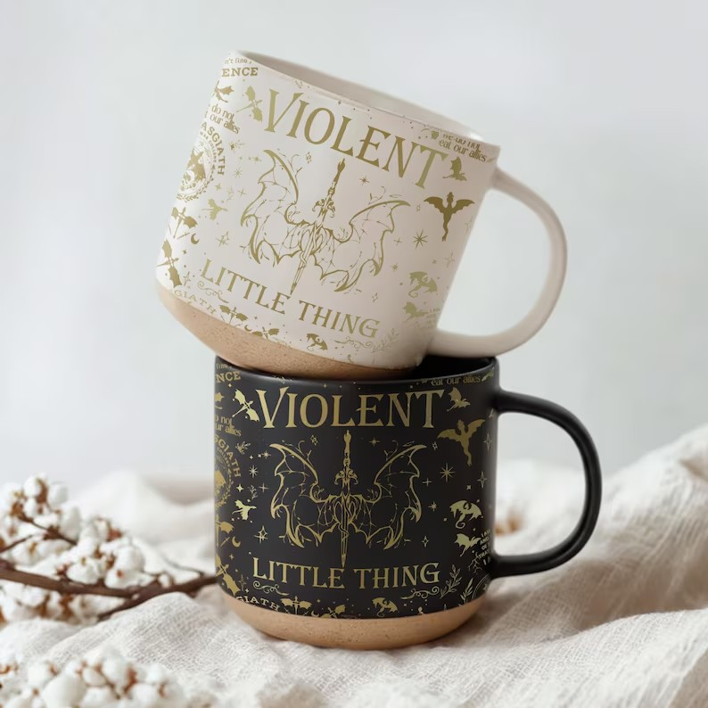 Fourth Wing Pottery Mug, Violent Little Thing Coffee Mug, Fourth Wing Inspired, Fantasy Reader Gifts, Basgiath War College Mug
