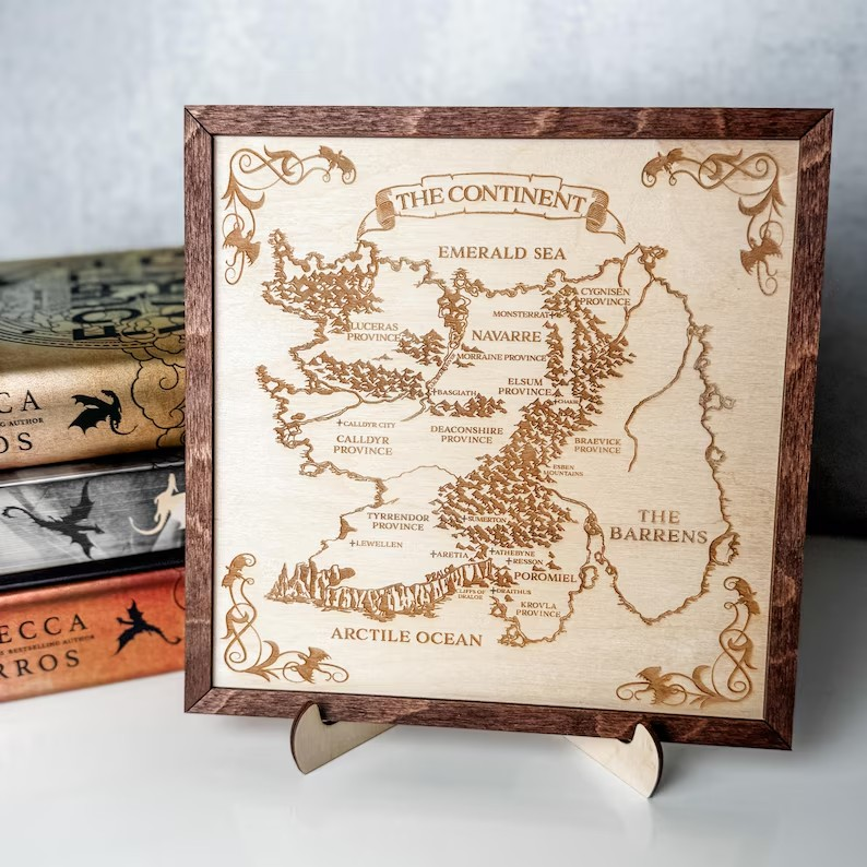 Fourth Wing Navarre Map Wooden Wall Art, Engraved Fantasy Bookish Decor Engraved Navarre Map Decor WSVLR03
