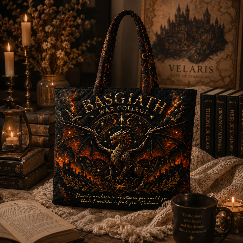 Fourth Wing Quilted Bag, Dragon Rider, Basgiath War College, Bookish Tote for Her, Empyrean Series, Fantasy reader Shouder Bag. QTBVLR1