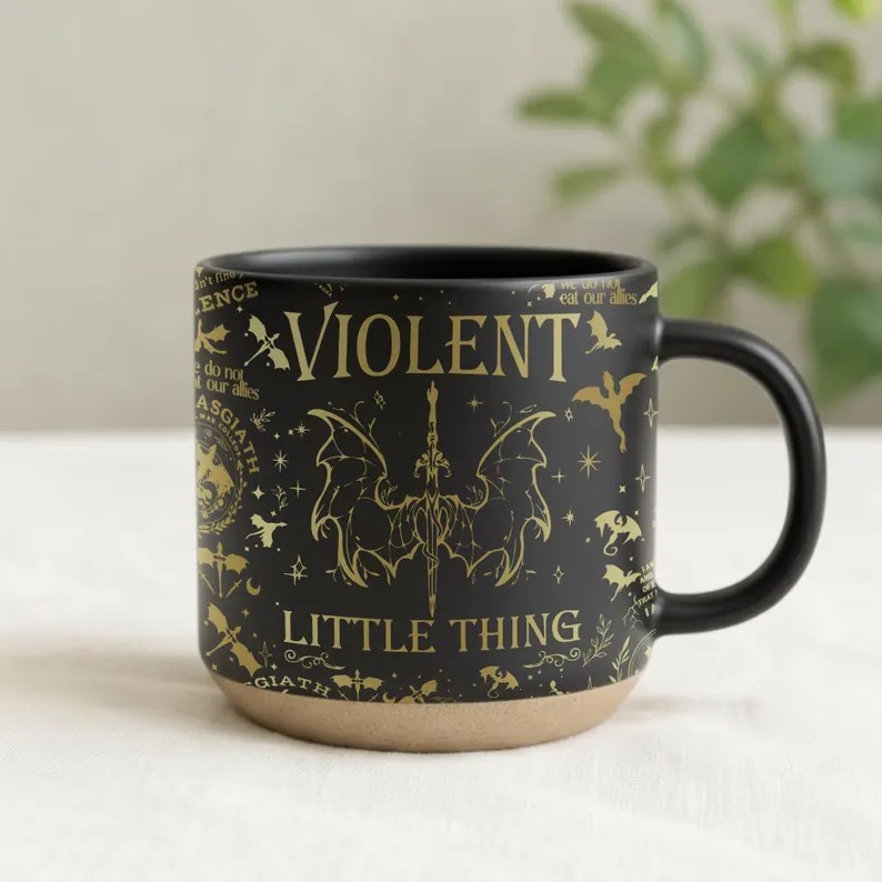 Fourth Wing Pottery Mug, Violent Little Thing Coffee Mug, Fourth Wing Inspired, Fantasy Reader Gifts, Basgiath War College Mug