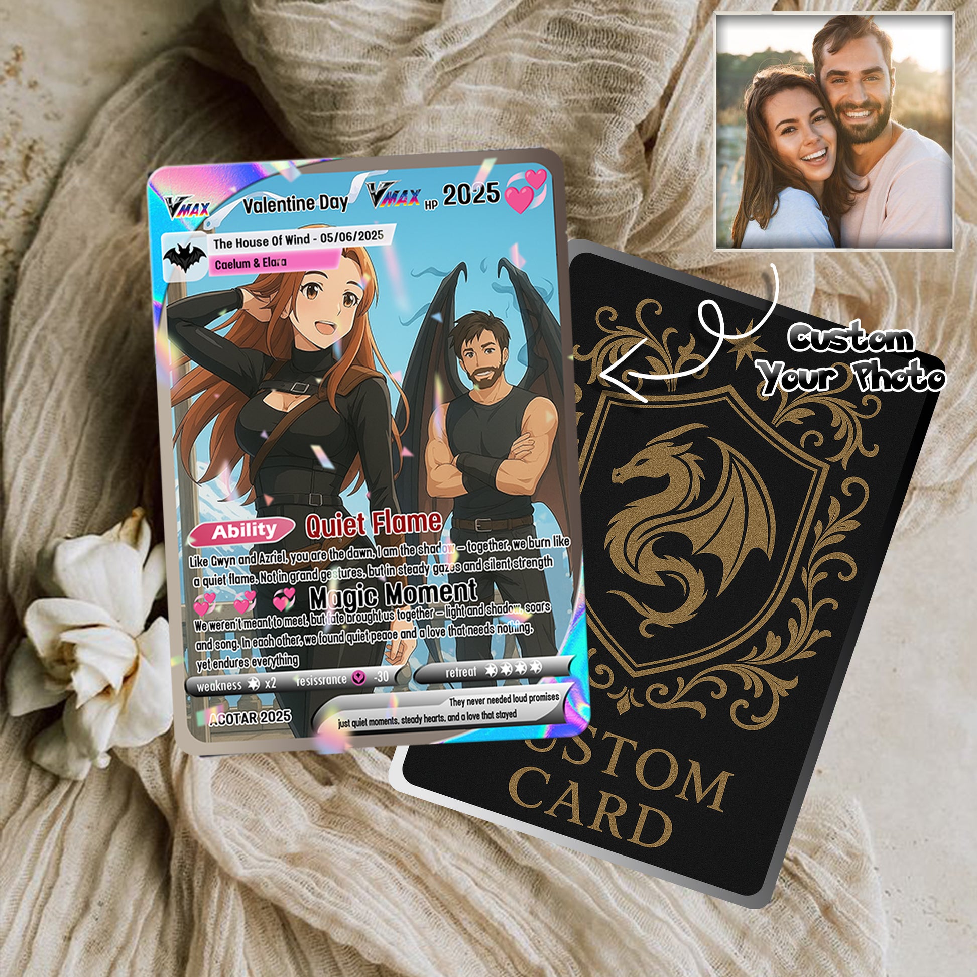 Couple Gift Custom Card, Custom Photo Anime Card, Acotar Card Gift, Velaris City Gift. CVLR023