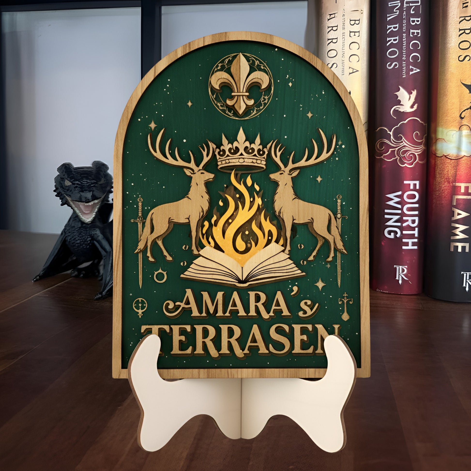 Terrasen Bookshelf Sign, Throne of Glass Inspired Decor, Personalized Library Sign, Fantasy Bookish Shelf Display