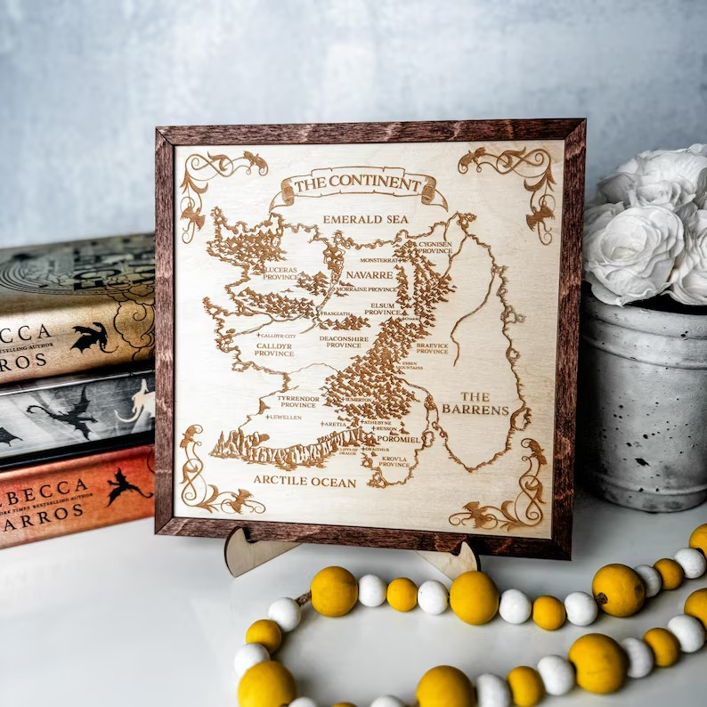 Fourth Wing Navarre Map Wooden Wall Art, Engraved Fantasy Bookish Decor Engraved Navarre Map Decor WSVLR03