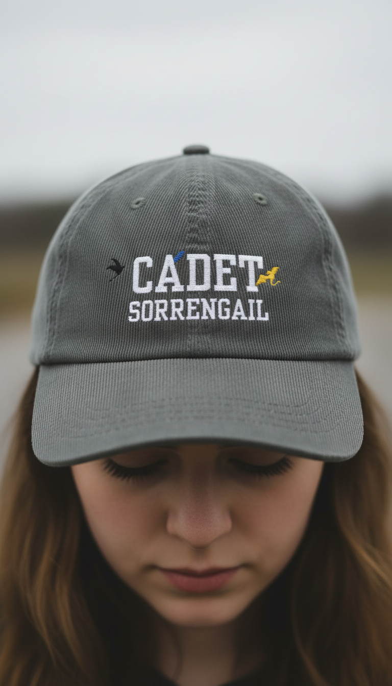 Cadet Sorrengail Corduroy Dad Hat, Fourth Wing Inspired Embroidered Cap, Dragon Rider Fantasy Bookish Gift VLRH17