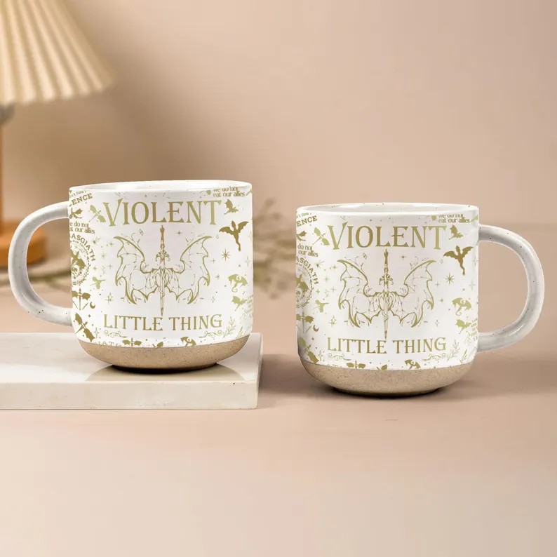 Fourth Wing Pottery Mug, Violent Little Thing Coffee Mug, Fourth Wing Inspired, Fantasy Reader Gifts, Basgiath War College Mug