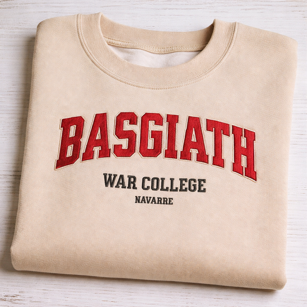 Basgiath War College Sweatshirt, Fourth Wing Inspired Varsity Crewneck, Dragon Rider Bookish Gift for Fantasy Readers VEMB67
