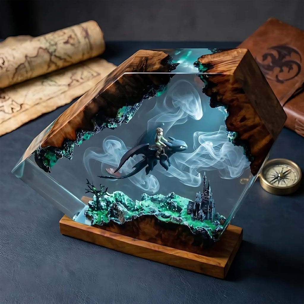 Tairn and Andarna Resin Lamp, Fourth Wing Inspired Dragon Decor, Empyrean Book Lover Gift, Fantasy RGB LED Night Light. ERNLVLA15