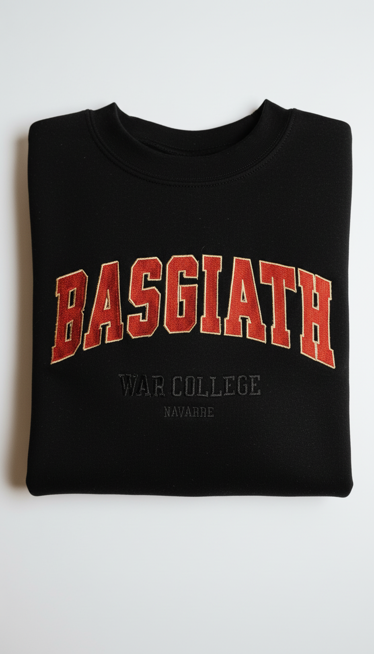 Basgiath War College Sweatshirt, Fourth Wing Inspired Varsity Crewneck, Dragon Rider Bookish Gift for Fantasy Readers VEMB67
