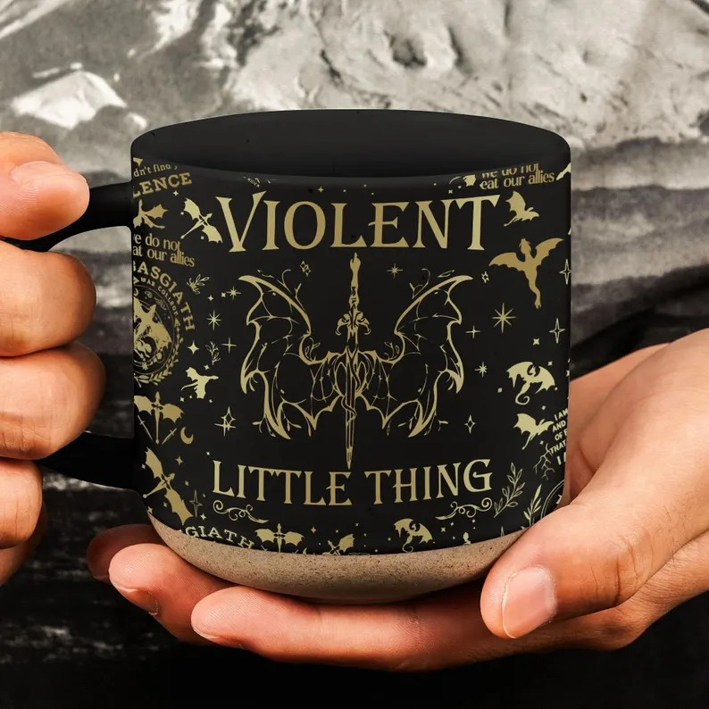 Fourth Wing Pottery Mug, Violent Little Thing Coffee Mug, Fourth Wing Inspired, Fantasy Reader Gifts, Basgiath War College Mug