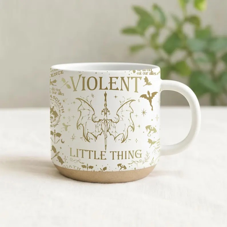 Fourth Wing Pottery Mug, Violent Little Thing Coffee Mug, Fourth Wing Inspired, Fantasy Reader Gifts, Basgiath War College Mug