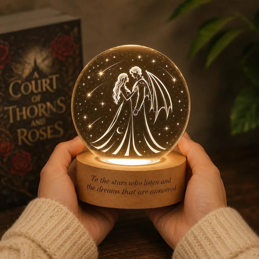 Feyre and Rhysand Crystal Ball Lamp, Velaris Night Court LED Light, Starfall Bookish Decor, High Lord Gift, Fantasy Reader Keepsake. NLVLR9