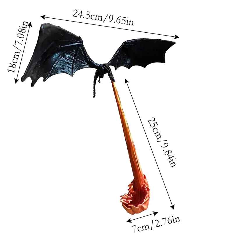 Fly-By Fire Breathing Dragon Bookshelf Decor, Fantasy Display for Dragon Lovers, Dragon Book Shelf Decor, Book Dragon, Summer