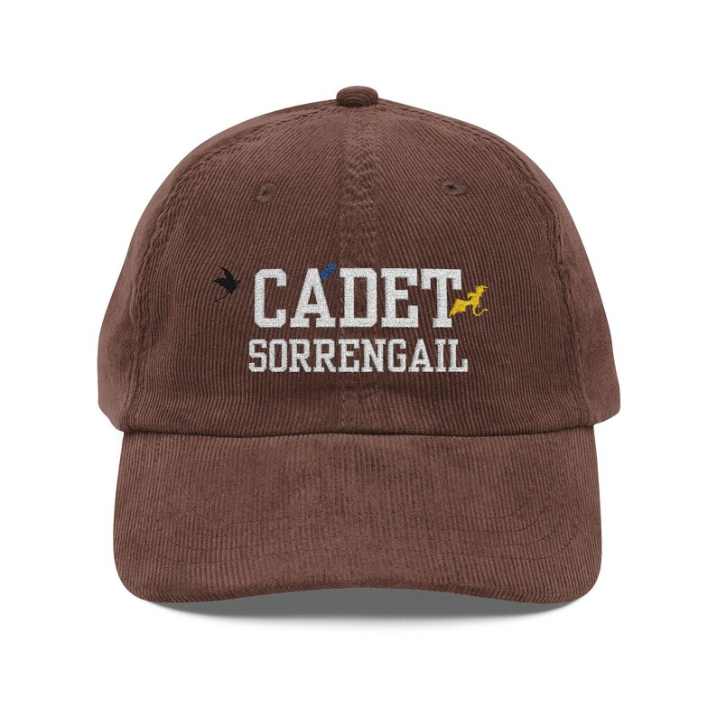 Cadet Sorrengail Corduroy Dad Hat, Fourth Wing Inspired Embroidered Cap, Dragon Rider Fantasy Bookish Gift VLRH17