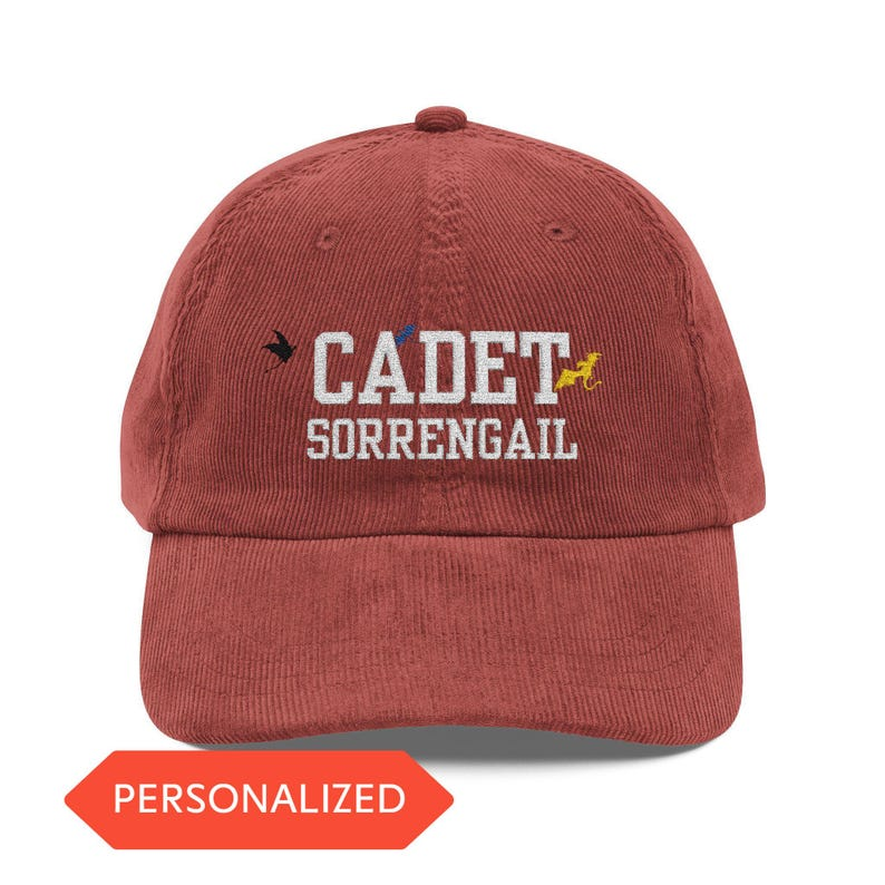 Cadet Sorrengail Corduroy Dad Hat, Fourth Wing Inspired Embroidered Cap, Dragon Rider Fantasy Bookish Gift VLRH17