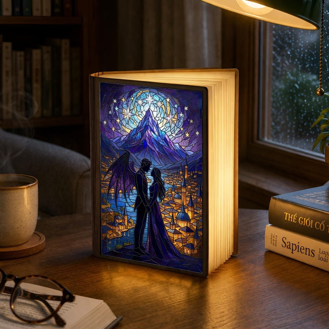 Feyre Rhysand Velaris Book Lamp, Acotar Inspired Night Light, Romantic Fantasy Reader Gift, Starfall Room Decor, Velaris City Of Starlight BLVLR03