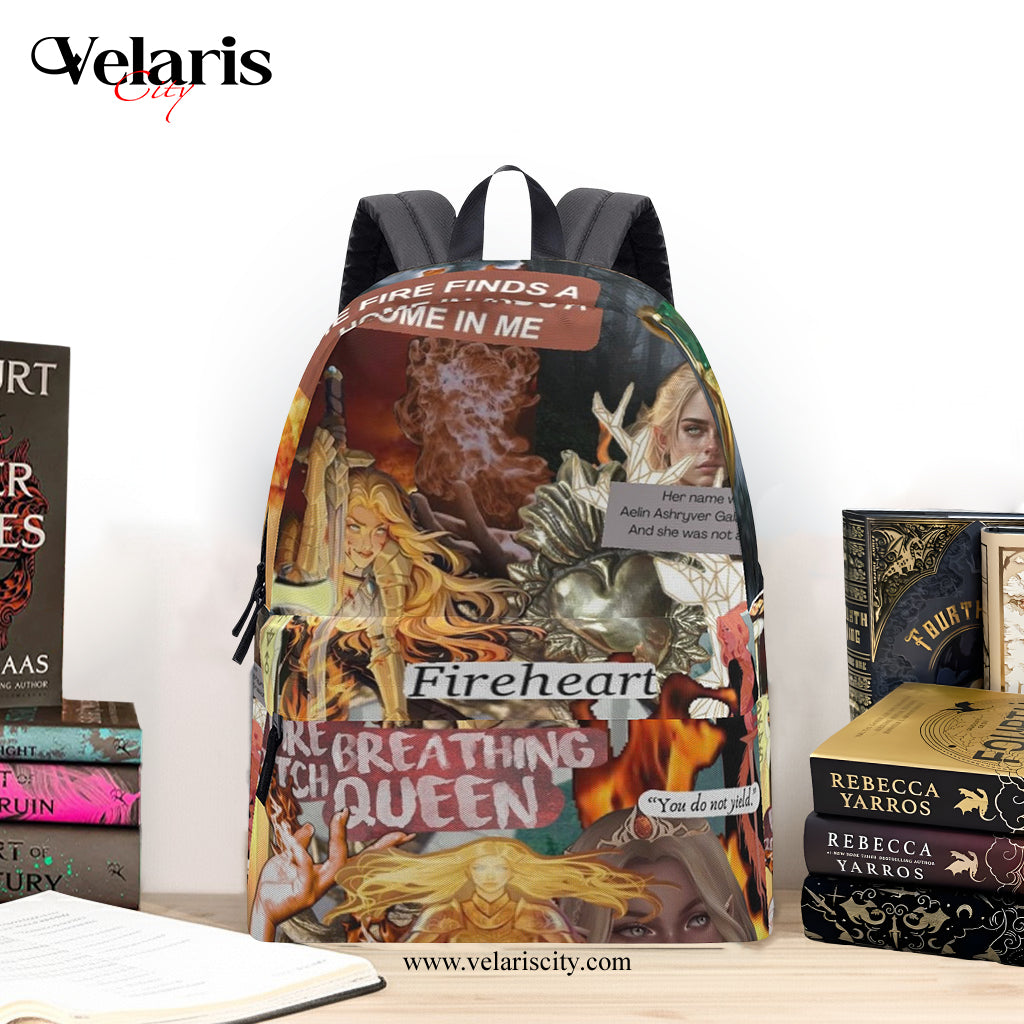 Fireheart Backpack, Throne of Glass Aelin Inspired Bag, Breathing Queen Quote, Bookish Fantasy Gift  BPVLR04