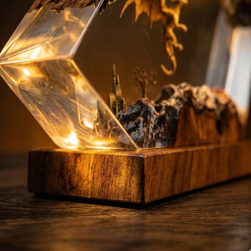 Dragon Resin Lamp, Fantasy Dragon Fire Breath Light, Epoxy Resin Art, LED Night Light, Dragon Decor, Gamer Gift. ERNLVLA07