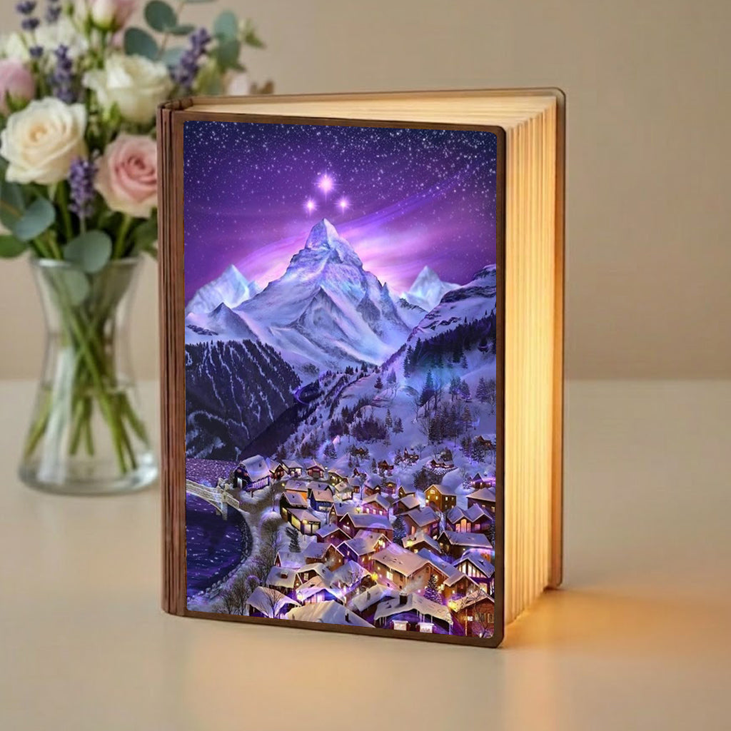 Velaris City Book Lamp, ACOTAR Inspired Night Light, Fantasy Mountain Village Lamp, Book Lover Gift, Cozy Reading Decor BLVLR13